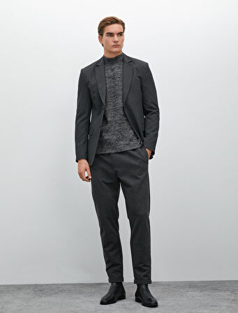 Basic Dokuma Pantolon Slim Fit Beli Bağcıklı Cepli Katlı Paça