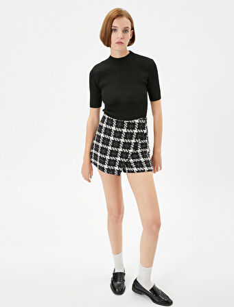 Triko Kazak Kısa Kollu Bisiklet Yaka Simli