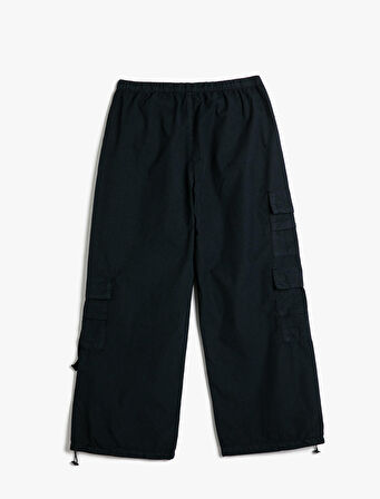 Paraşüt Pantolon Oversize Kısa Paça Stoperli Cepli Pamuklu