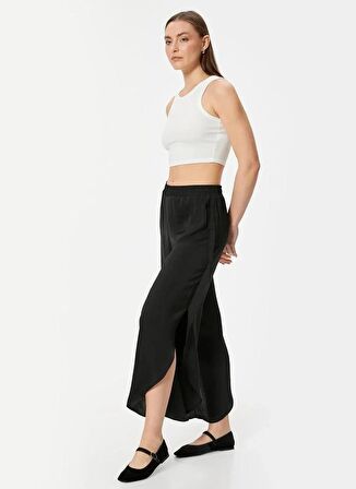 Koton Normal Bel Regular Fit Siyah Kadın Chino Pantolon 4SAK40076PW