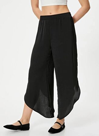 Koton Normal Bel Regular Fit Siyah Kadın Chino Pantolon 4SAK40076PW