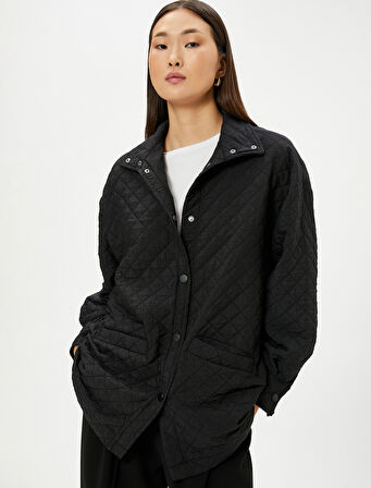 Kapitone Ceket Cepli Çıtçıt Düğmeli Regular Fit