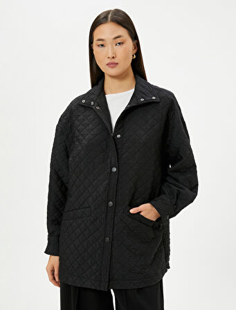 Kapitone Ceket Cepli Çıtçıt Düğmeli Regular Fit