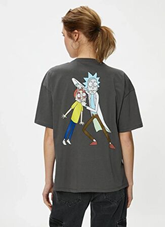 Koton Bisiklet Yaka Antrasit Kadın T-Shirt 4SAL10170IK