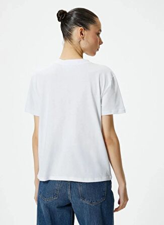 Koton V Yaka Ekru Kadın T-Shirt 4SAL10208IK