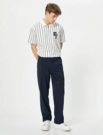 4SAM10100MK Koton Erkek T-shirt BEYAZ ÇİZGİLİ