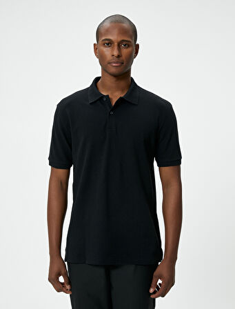 Yakalı Tişört Düğmeli Slim Fit Kısa Kollu