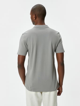 Polo Yaka Tişört Slim Fit Düğmeli Kısa Kollu