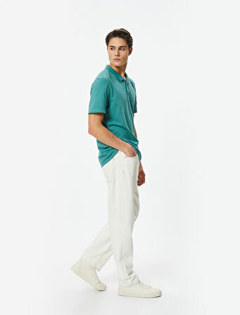 Polo Yaka Tişört Slim Fit Düğmeli Kısa Kollu