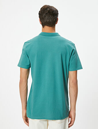 Polo Yaka Tişört Slim Fit Düğmeli Kısa Kollu