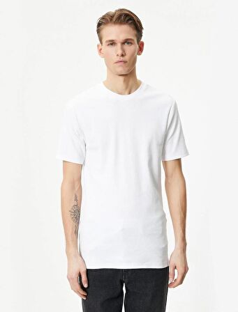 4SAM10272HK Koton Erkek T-shirt BEYAZ