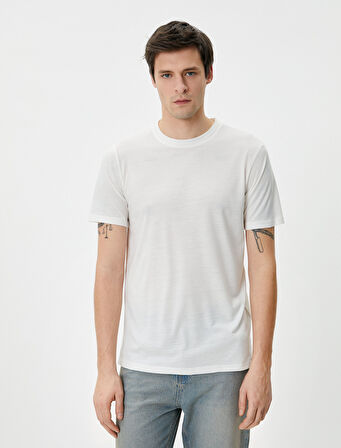 Basic Tişört Kısa Kollu Bisiklet Yaka Slim Fit