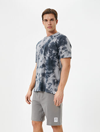 Bermuda Şort Beli Bağcıklı Etiket Baskılı Cepli