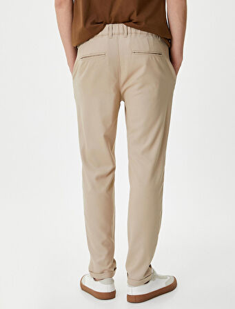 Chino Pantolon Cep Detaylı Yüksek Bel Slim Fit