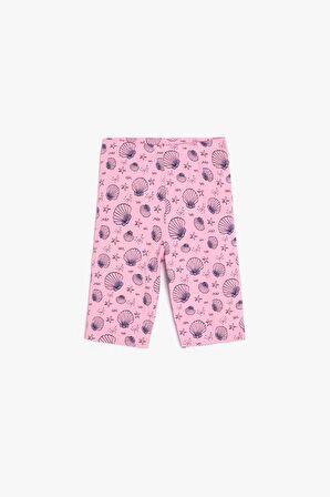 Koton Kız Çocuk Kısa Tayt Kelebek Baskılı Beli Lastikli Pamuklu