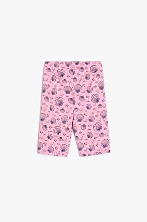 Koton Kız Çocuk Kısa Tayt Kelebek Baskılı Beli Lastikli Pamuklu