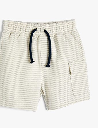 Şort Cepli Beli Bağlamalı Cep Detaylı Pamuklu