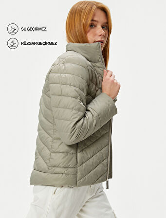 Şişme Outdoor Mont Dik Yaka Cep Detaylı Fermuarlı