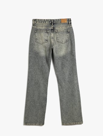 Yüksek Bel Straight Jean Kot Pantolon Düz Paça Normal Kesim - Eve Jean