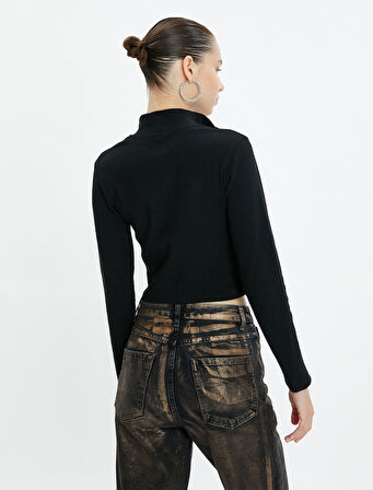 Fermuarlı Hırka Slim Fit Dik Yaka Baskılı Uzun Kollu Pamuklu