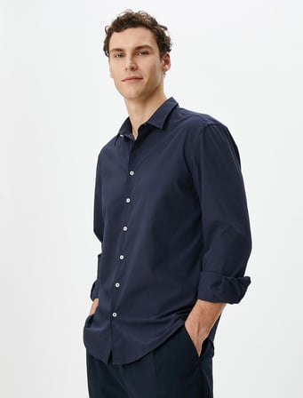 Klasik Gömlek Slim Fit Uzun Kollu Düğmeli