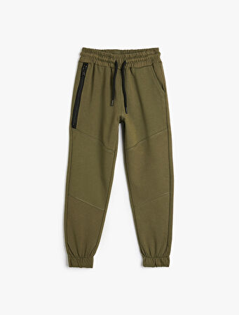 Jogger Eşofman Altı Cepli Beli Bağlamalı Şardonlu Pamuklu