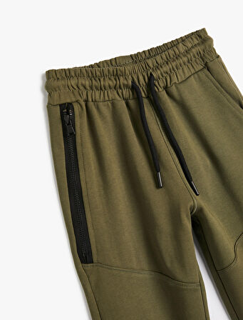 Jogger Eşofman Altı Cepli Beli Bağlamalı Şardonlu Pamuklu