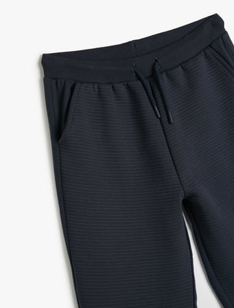 Jogger Eşofman Altı Cepli Beli Bağlamalı Dokulu Pamuklu