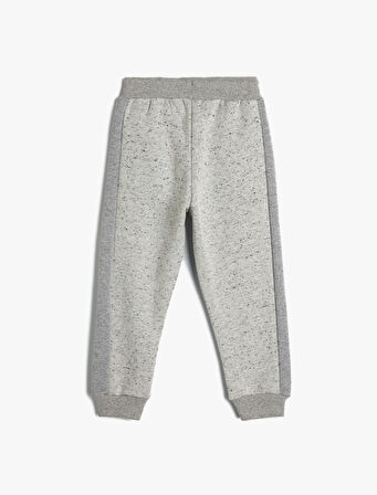 Jogger Eşofman Altı Baskı Detaylı Beli Bağlamalı Cepli Şardonlu 