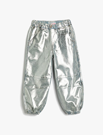 Varaklı Parlak Paraşüt Pantolon 