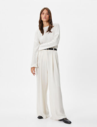 Uzun Kollu Tişört Bisiklet Yaka Düşük Omuzlu Pamuklu