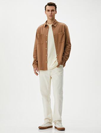 Spor Gömlek Uzun Kollu Klasik Yaka Cep Detaylı Çıtçıt Düğmeli