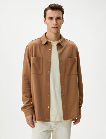 Spor Gömlek Uzun Kollu Klasik Yaka Cep Detaylı Çıtçıt Düğmeli