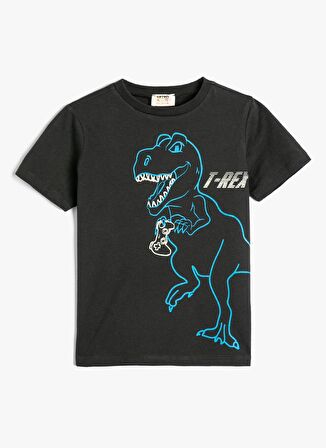 Koton Baskılı Antrasit Erkek T-Shirt 4SKB10393TK