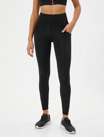 Spor Tayt Yandan Cep Detaylı Yüksek Bel Slim Fit