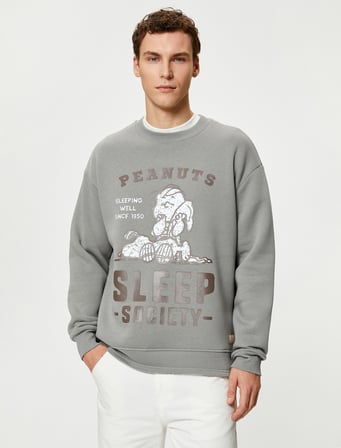 Snoopy Bisiklet Yaka Sweat Rahat Kesim Lisanslı Baskılı