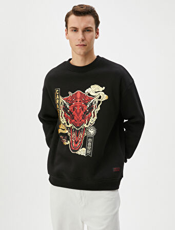 House Of The Dragon Oversize Sweatshirt Lisanslı Baskılı