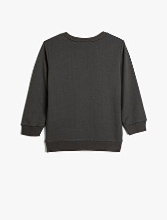 Sweatshirt Kaykay Baskılı Uzun Kollu Bisiklet Yaka Şardonlu 