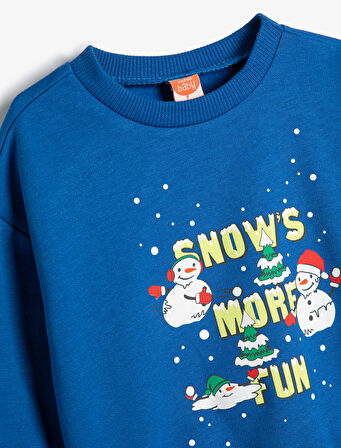 Sweat Kardan Adam Baskılı Uzun Kollu Şardonlu Pamuklu