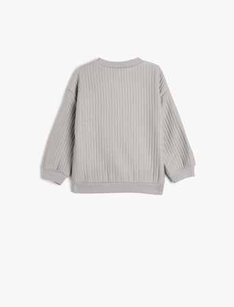 Kapşonlu Basic Sweatshirt Dokulu Kanguru Cepli