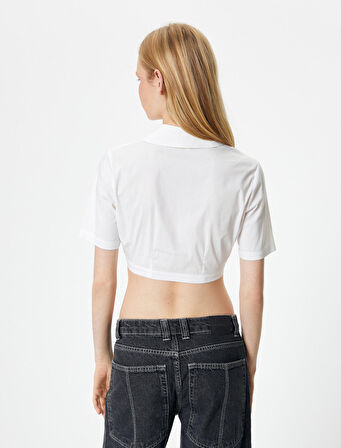 Crop Gömlek Kısa Kollu Cep Detaylı