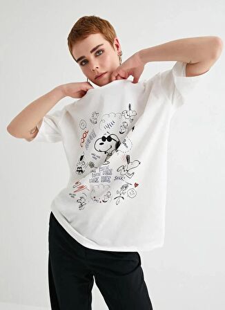 Koton U Yaka Ekru Kadın T-Shirt 4SAL10201IK