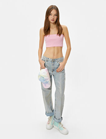 Basic Crop Atlet İnce Askılı Ribanalı Pamuklu Slim Fit