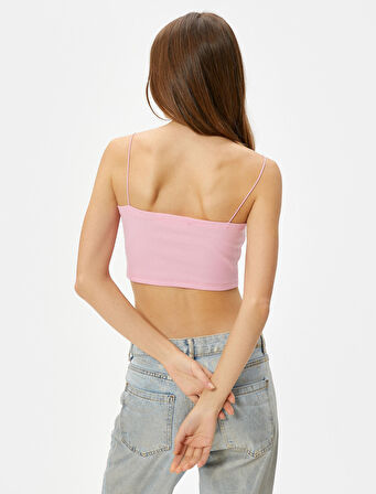 Basic Crop Atlet İnce Askılı Ribanalı Pamuklu Slim Fit