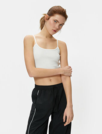 Basic Crop Atlet İnce Askılı Ribanalı Pamuklu