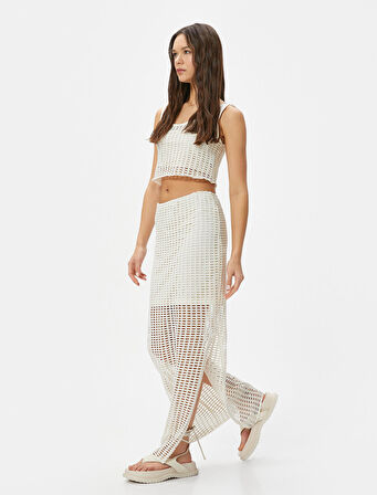 Fileli Crop Atlet Kalın Askılı U Yaka Slim Fit 