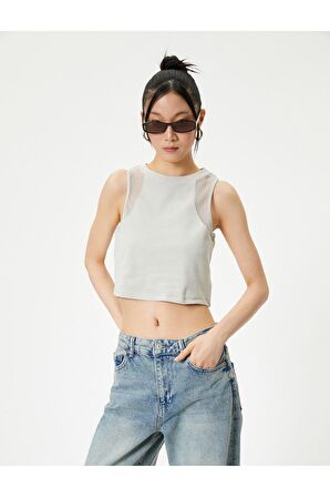 File Detaylı Kısa Atlet Pamuklu Slim Fit