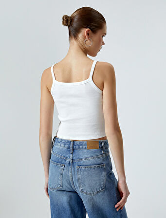 İnce Askılı Atlet Kolej Baskılı Ribanalı Pamuklu