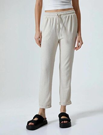 4SAL40022IK Koton Kadın Kanvas Pantolon BEJ