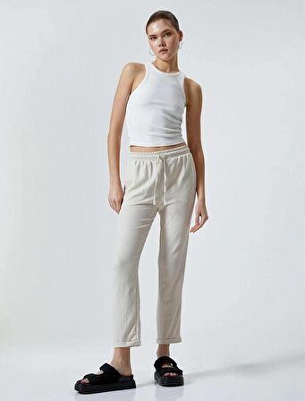 4SAL40022IK Koton Kadın Kanvas Pantolon BEJ